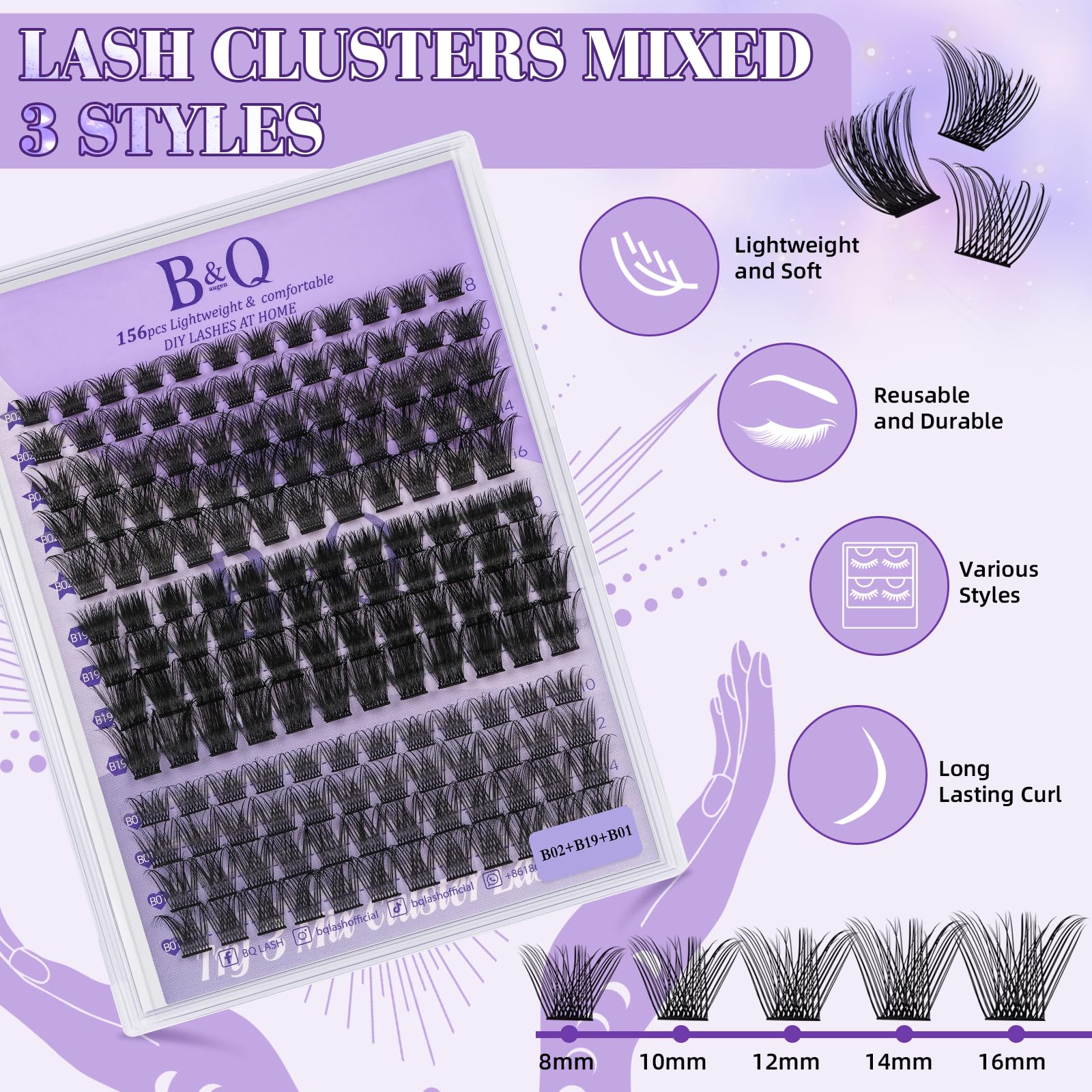 Foto 4 pulgar | Kit De Extensión De Pestañas B&qaugen Lash Clusters, 156 Unidades Con Herramientas - Venta Internacional.