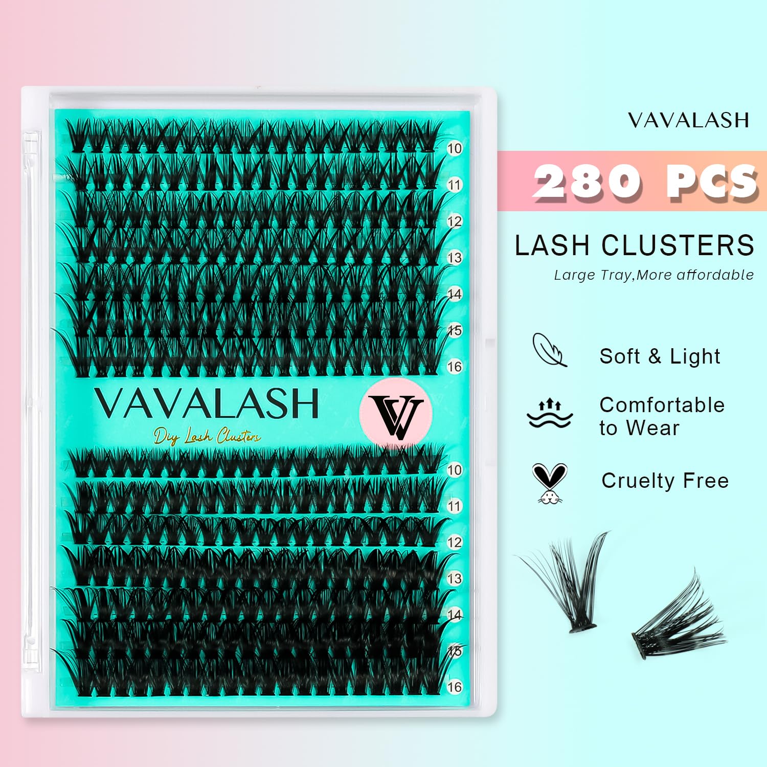 Foto 3 | Kit De Extensión De Pestañas Vavalash Diy 280 Clusters 40d 50d 0.07d - Venta Internacional.