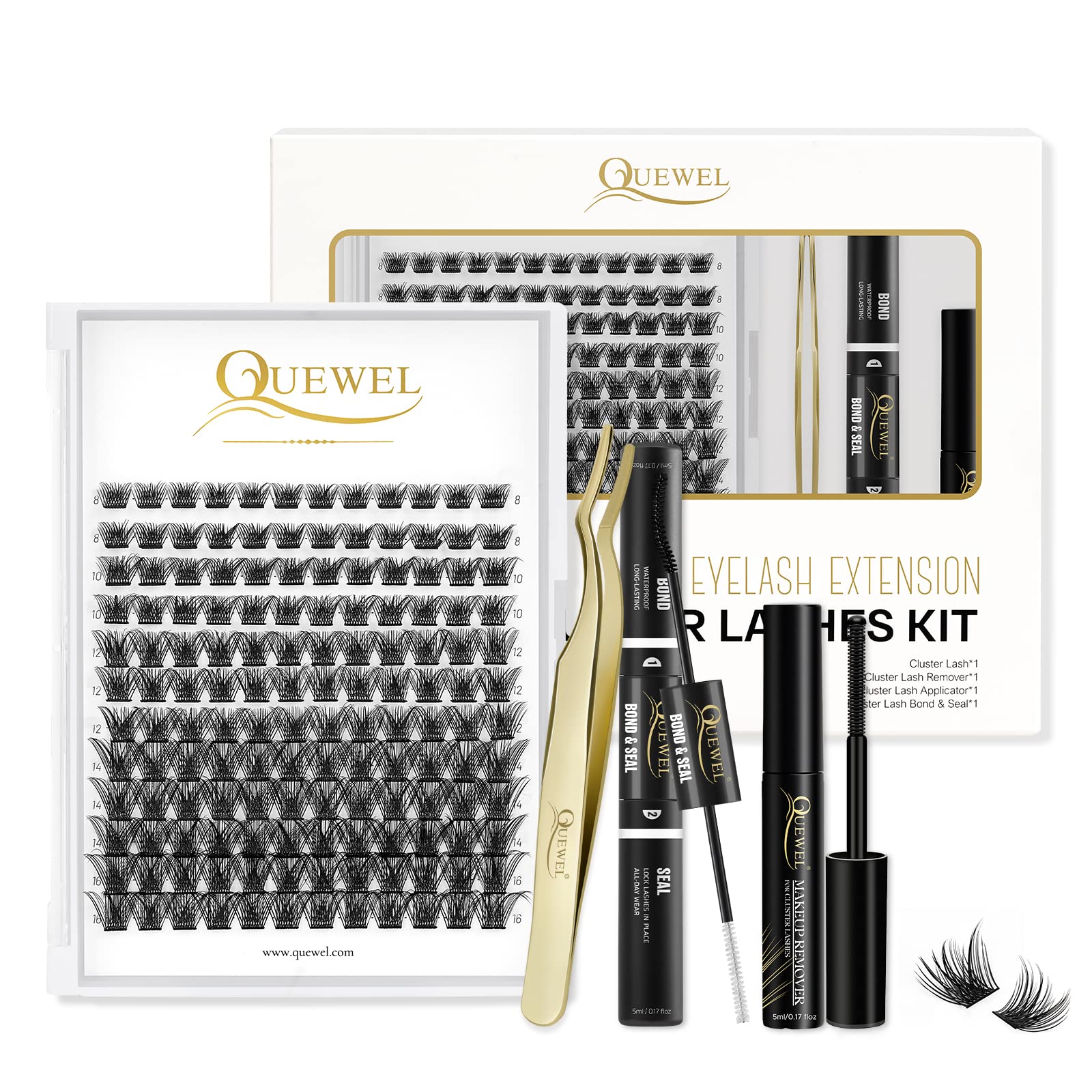 Kit De Extensiones De Pestañas Quewel Lash Clusters, 144 Piezas Con Herramienta - Venta Internacional.