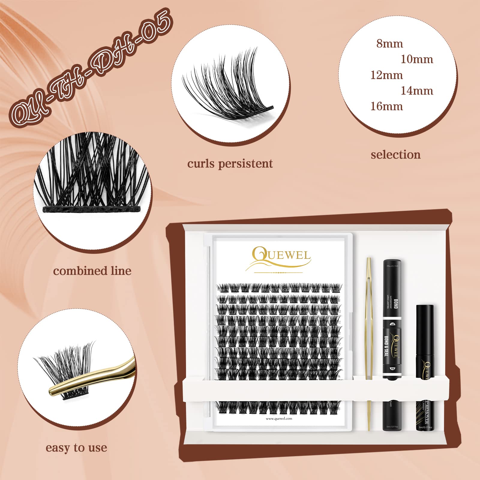 Foto 4 pulgar | Kit De Extensiones De Pestañas Quewel Lash Clusters, 144 Piezas Con Herramienta - Venta Internacional.