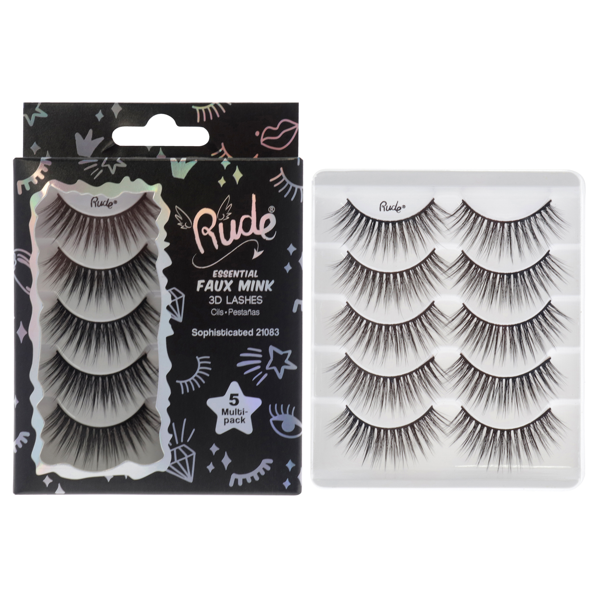 Foto 2 pulgar | Eyelashes Rude Cosmetics Essential Faux Mink 3d, 5 Pares - Venta Internacional.