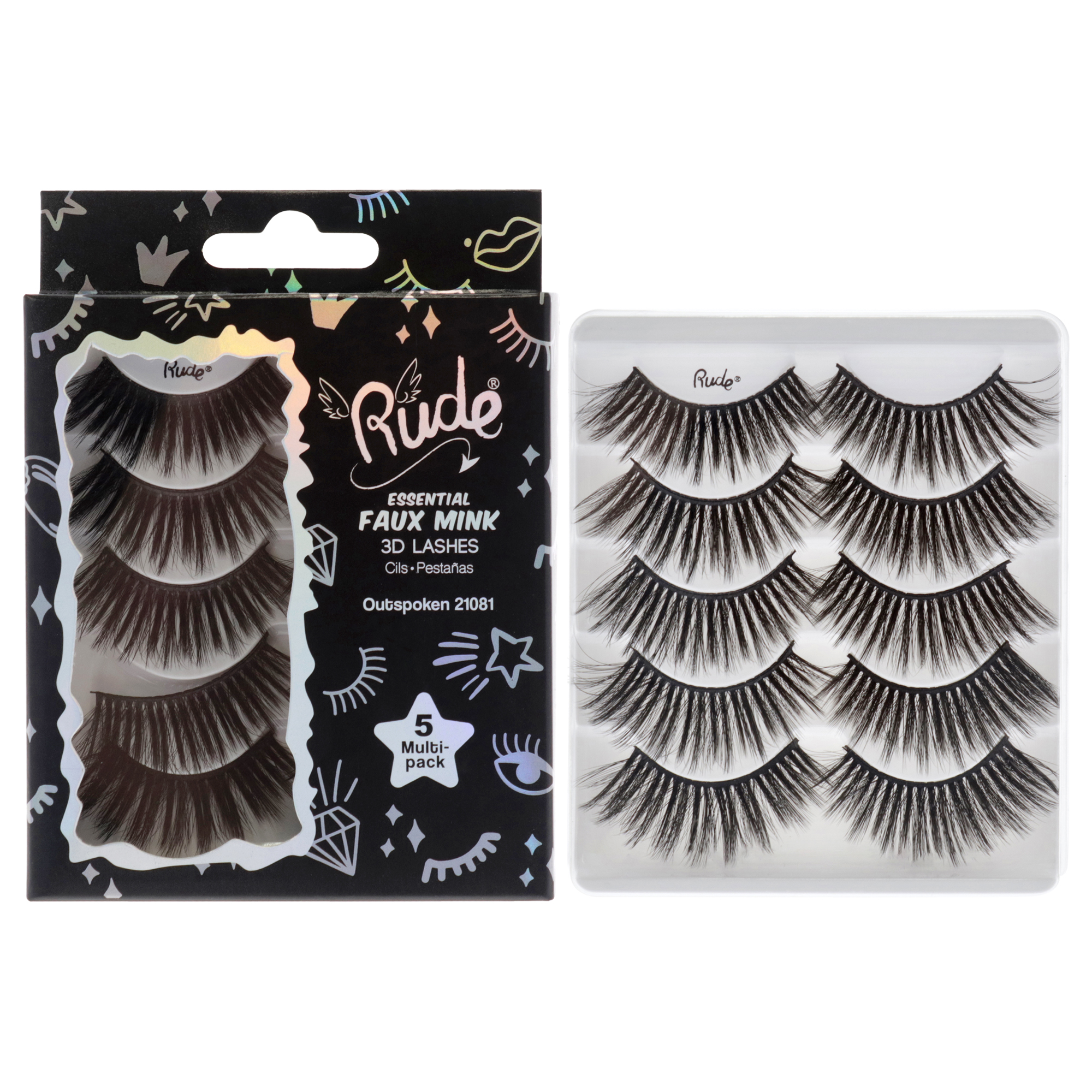 Pestañas 3d De Visón Sintético Rude Cosmetics Essential Para Mujer, 5 Pares - Venta Internacional.