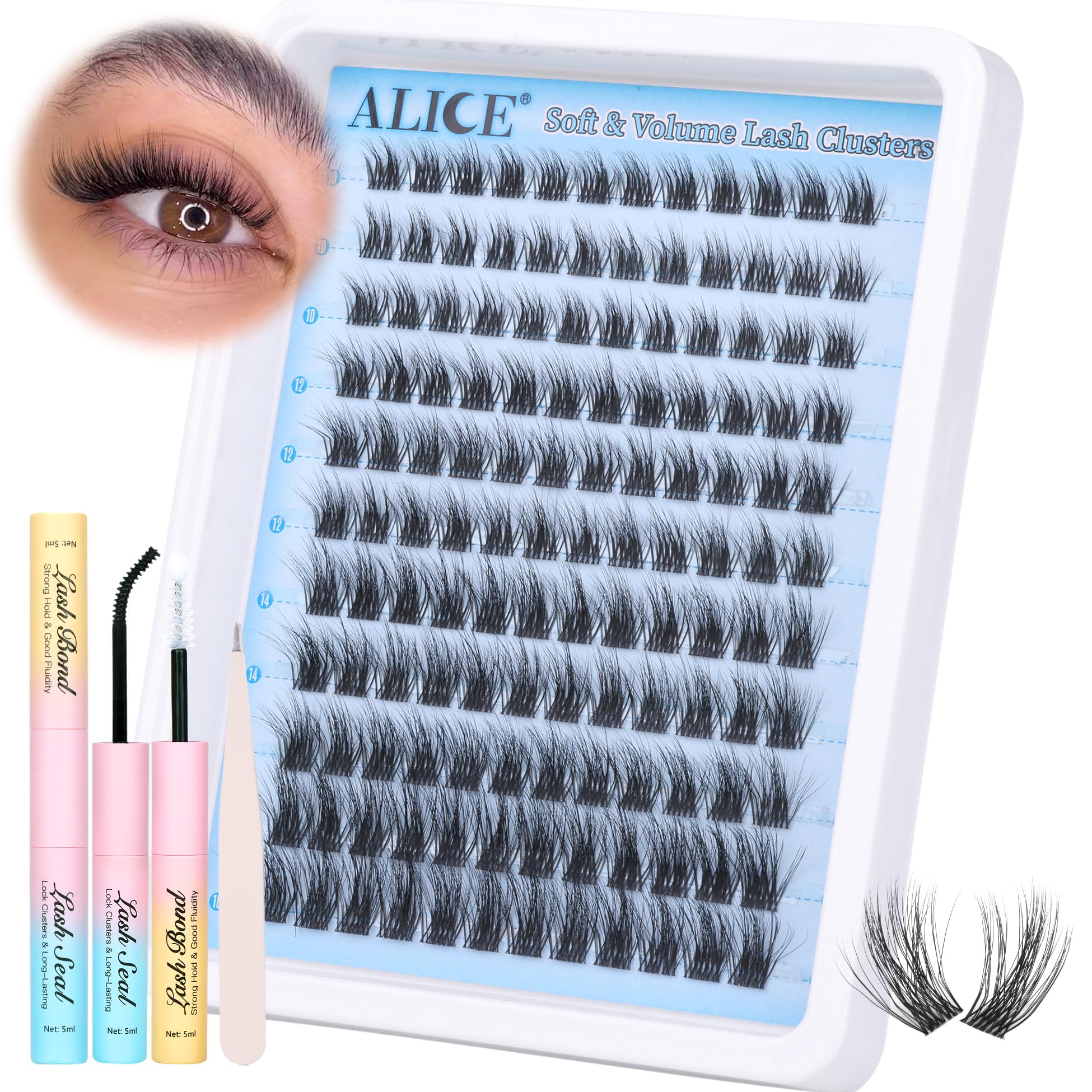 Kit De Extensión De Pestañas Alice Fluffy Lash Cluster Faux Mink - Venta Internacional.