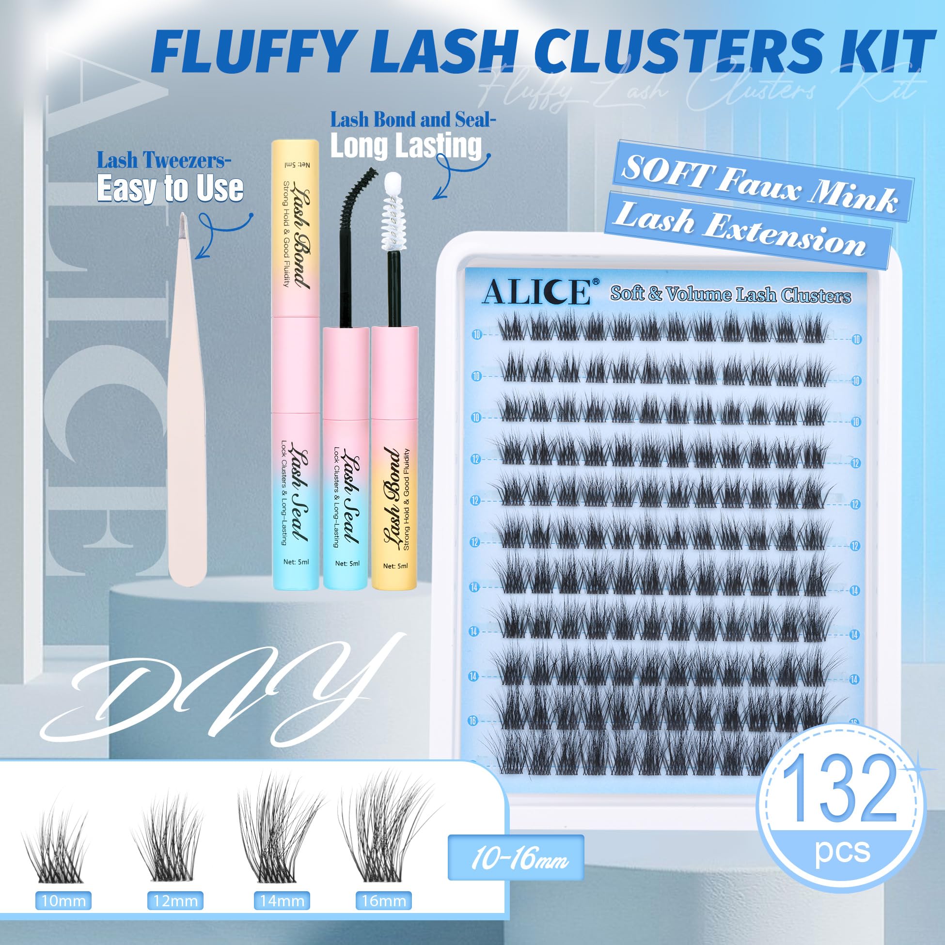 Foto 4 pulgar | Kit De Extensión De Pestañas Alice Fluffy Lash Cluster Faux Mink - Venta Internacional.