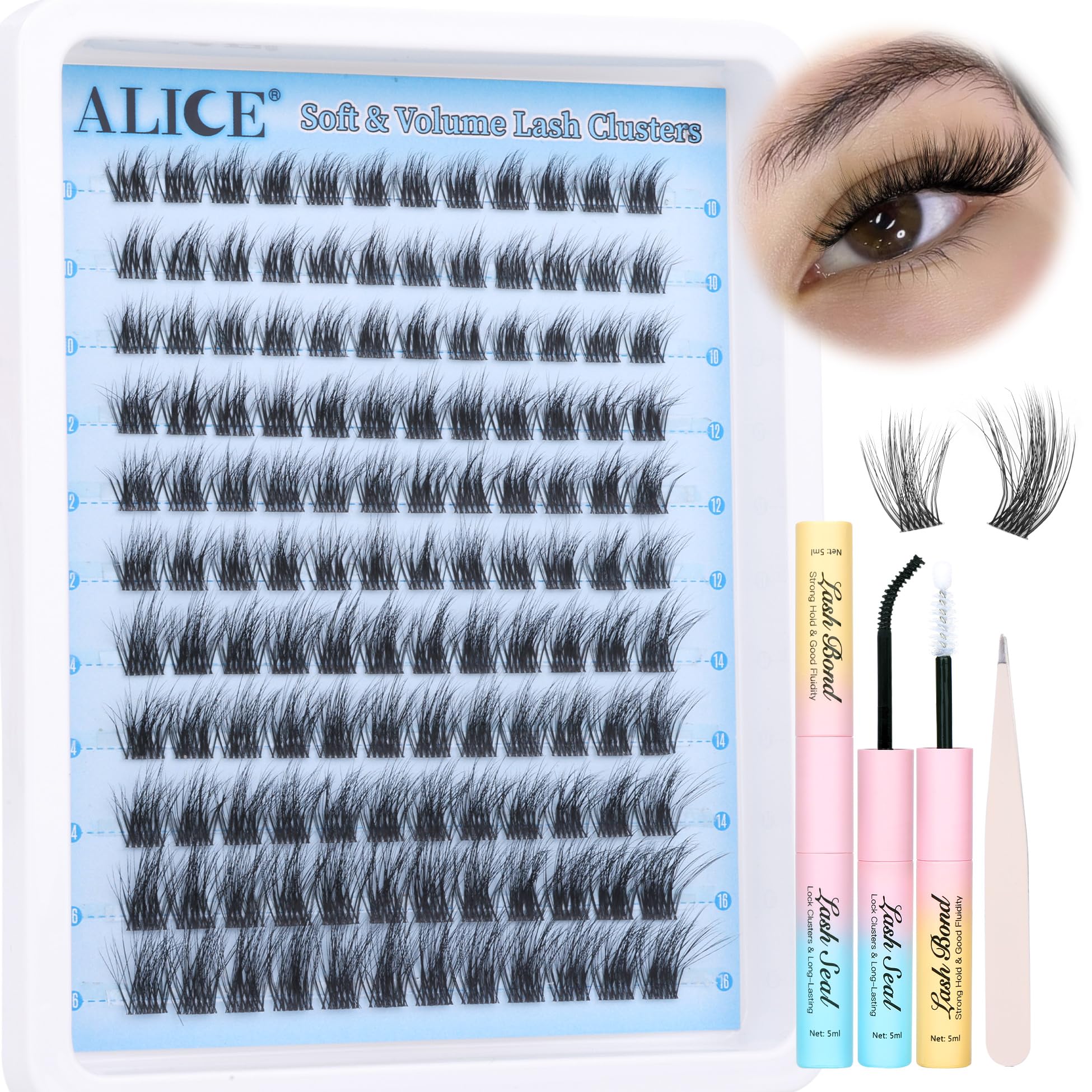 Foto 7 | Kit De Extensión De Pestañas Alice Fluffy Lash Cluster Faux Mink - Venta Internacional.