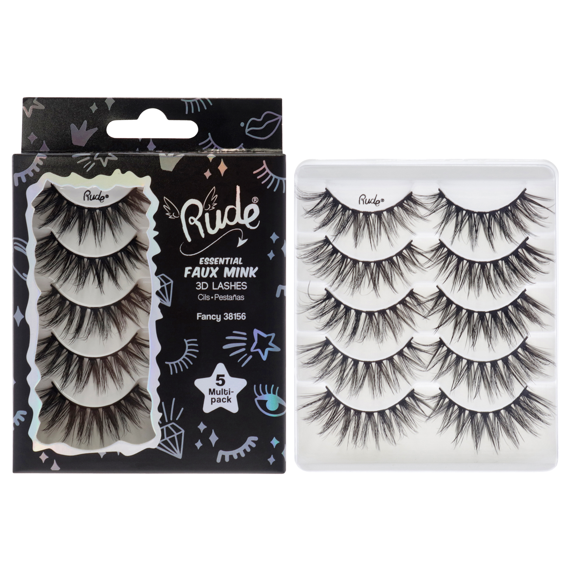 5 Pares De Pestañas Rude Cosmetics Essential Fancy Para Mujer - Venta Internacional.