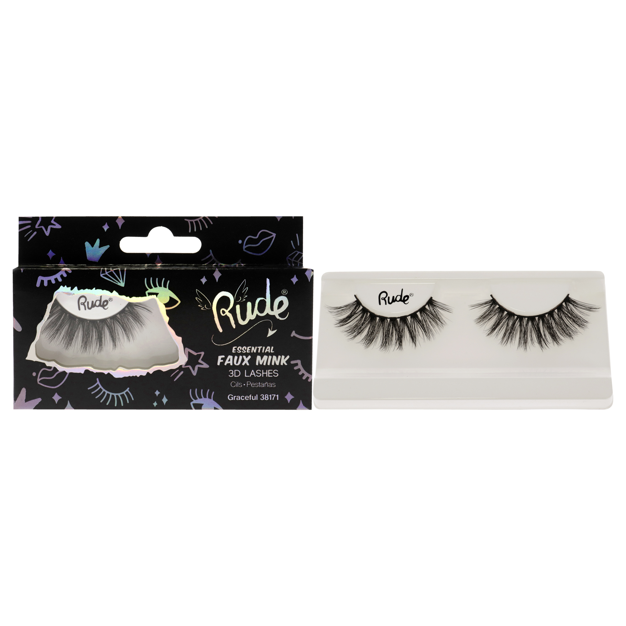 Pestañas 3d De Visón Sintético Rude Cosmetics Essential Graceful, 1 Unidad - Venta Internacional.