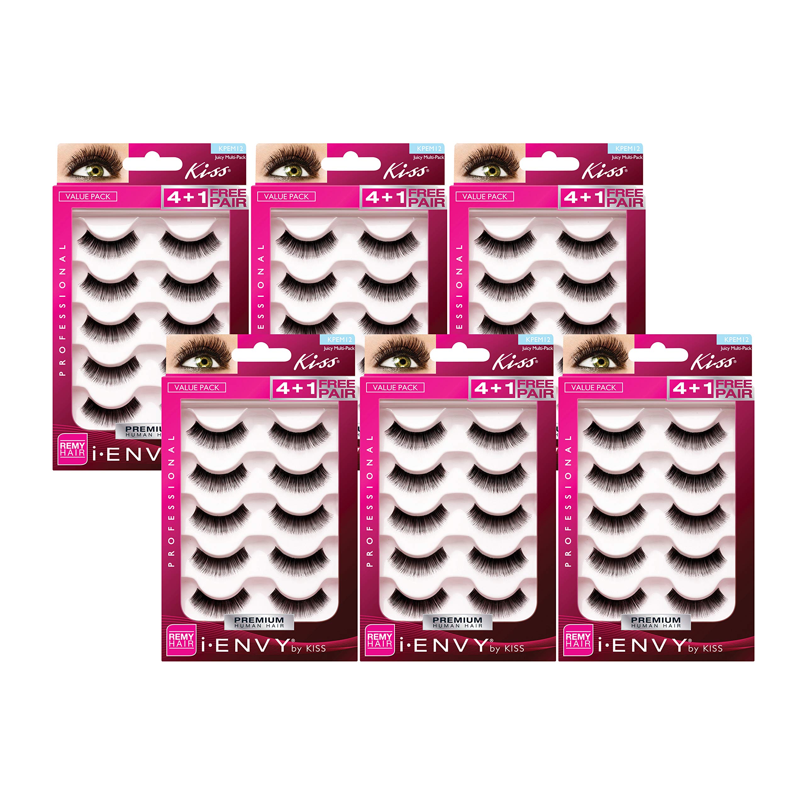 Pack Económico De Pestañas Postizas I.envy De Kiss #kpem12 (paquete De 6) - Venta Internacional.