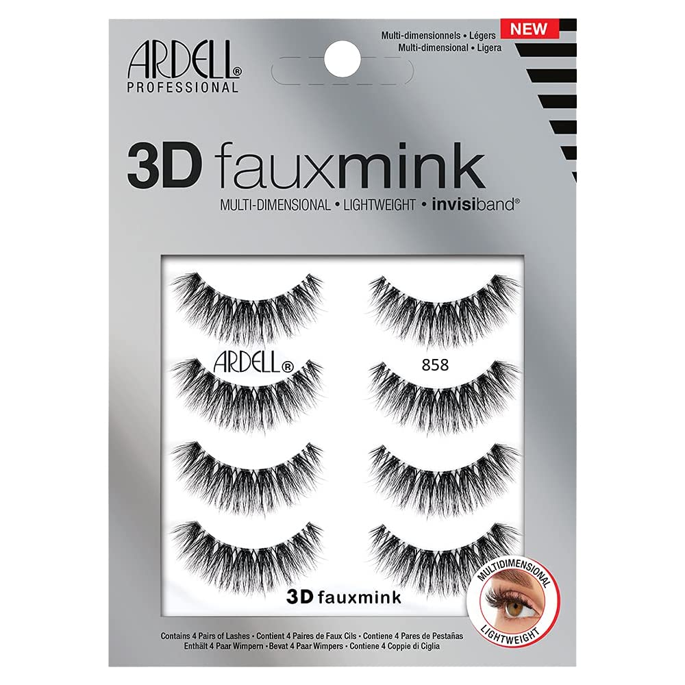 Pestañas Postizas Ardell 3d Faux Mink 858, 4 Pares - Venta Internacional.