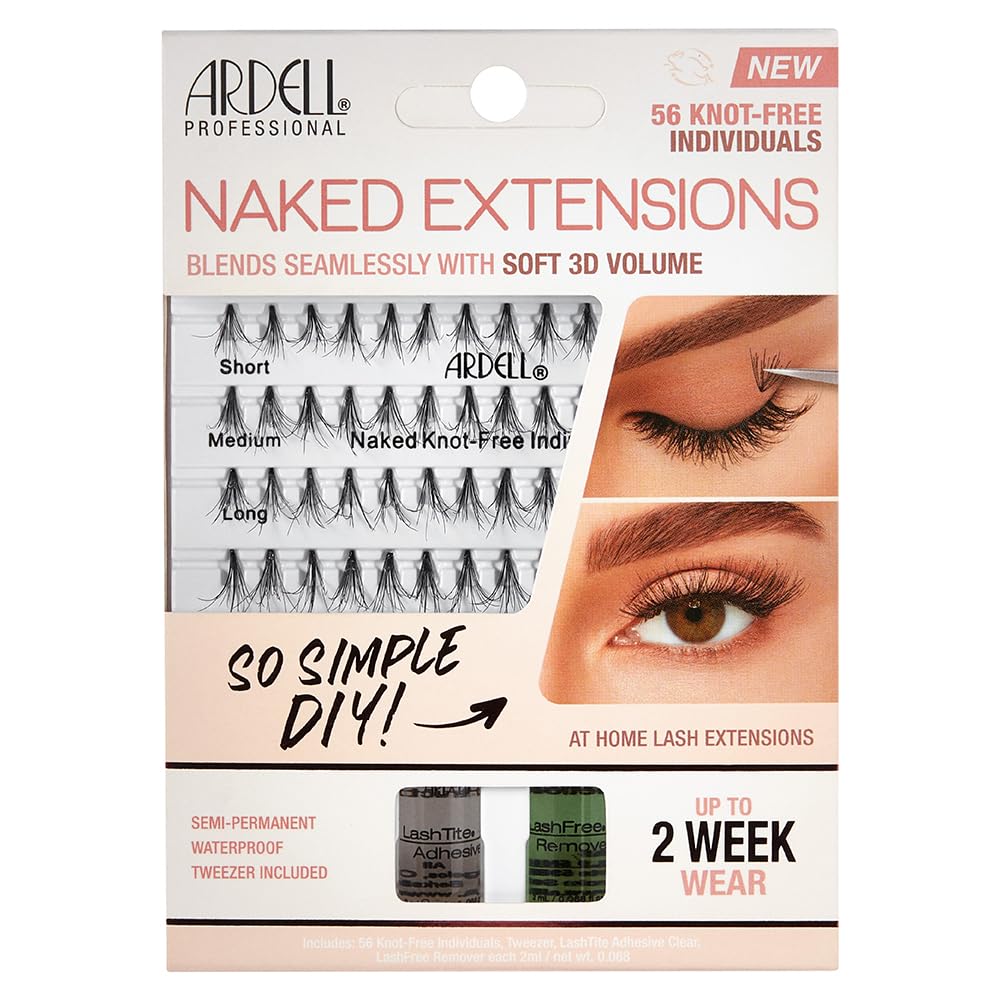 Extensiones Ardell Naked De Pestañas Postizas, 56 Nudos, Individuales - Venta Internacional.