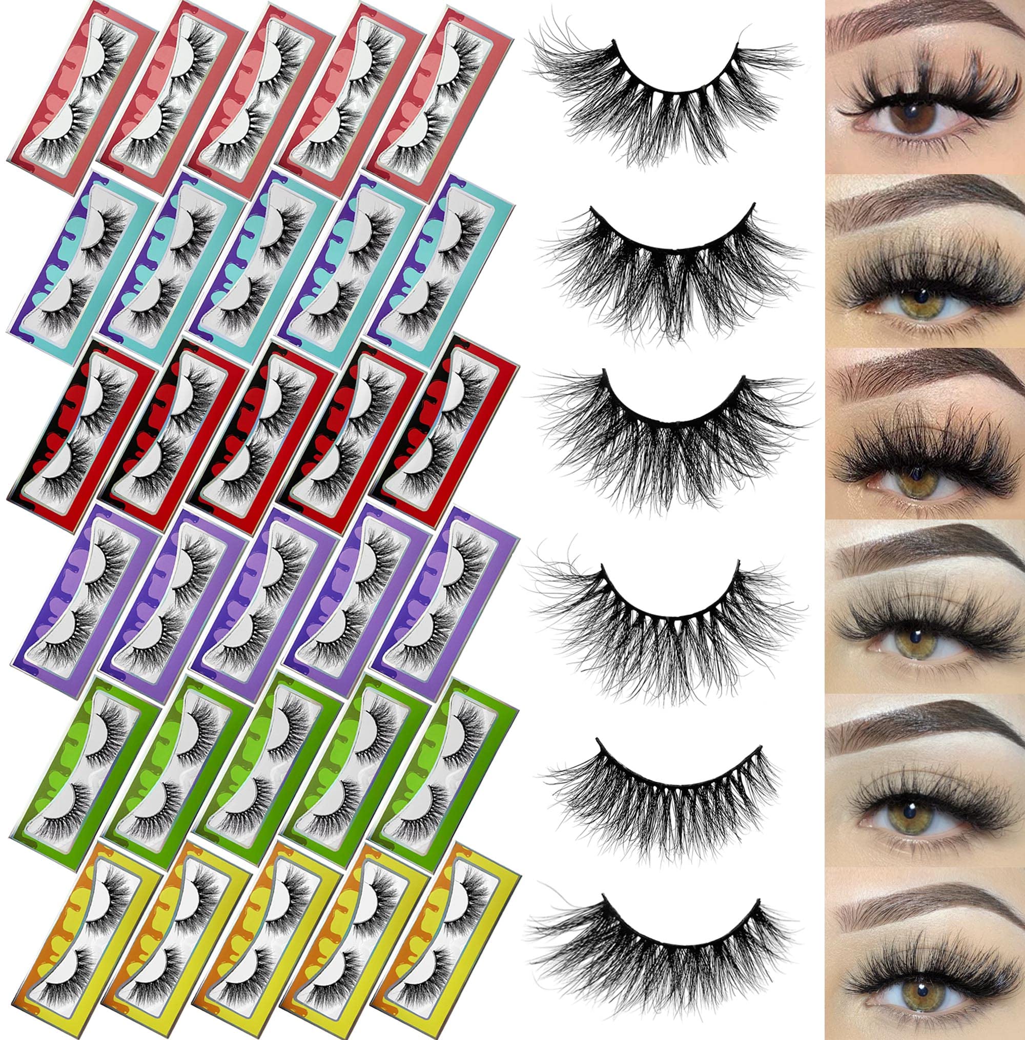 Mink Lashes Ninglash 30 Pares De Pestañas De Visón 5d De 15 A 22 Mm, 6 Estilos - Venta Internacional.