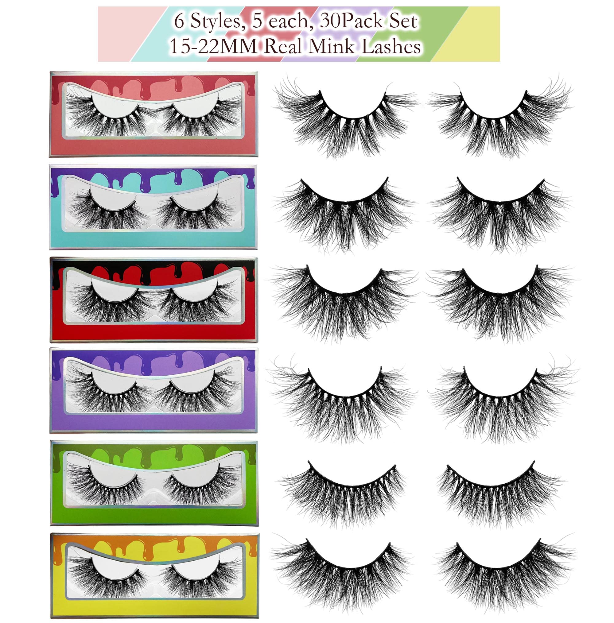 Foto 3 pulgar | Mink Lashes Ninglash 30 Pares De Pestañas De Visón 5d De 15 A 22 Mm, 6 Estilos - Venta Internacional.