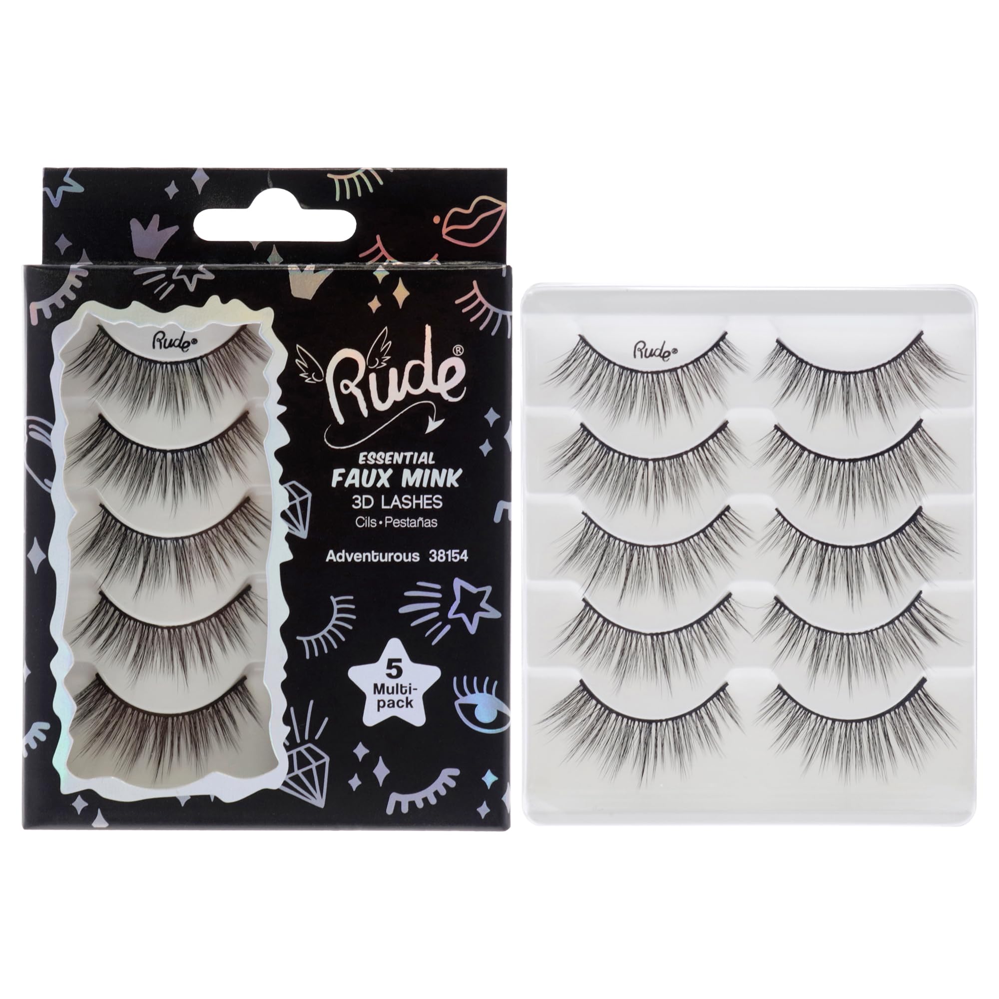 Pestañas 3d De Visón Sintético Rude Cosmetics Adventurous, 5 Pares Para Mujer - Venta Internacional.