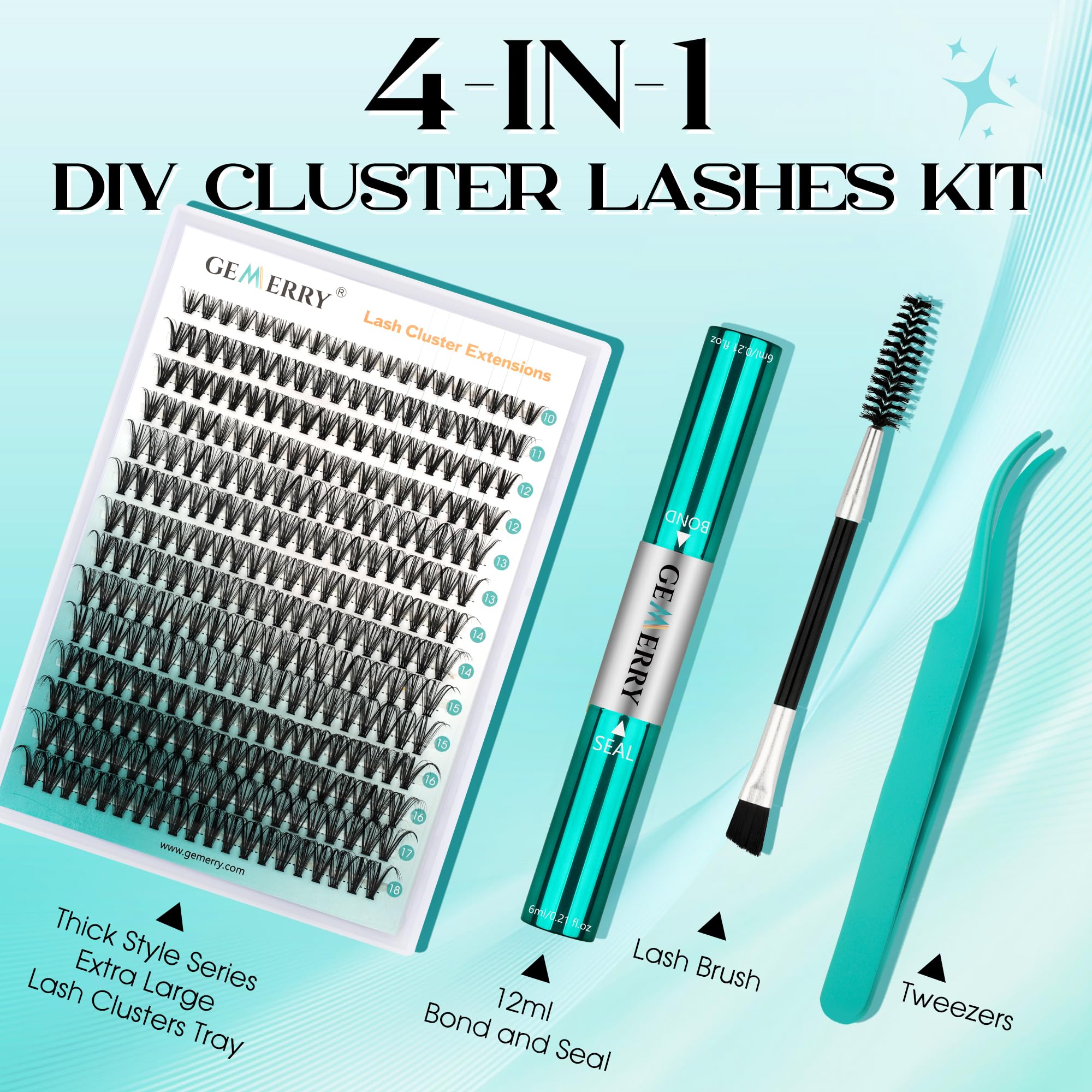 Foto 8 pulgar | Kit De Extensión De Pestañas Gemerry Thick Lash Clusters D Curl 80p - Venta Internacional.