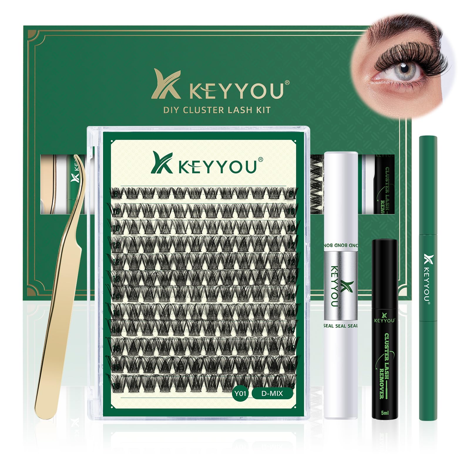 Kit De Extensión De Pestañas Diy Keyyou, 144 Piezas, Lash Clusters Y01 - Venta Internacional.