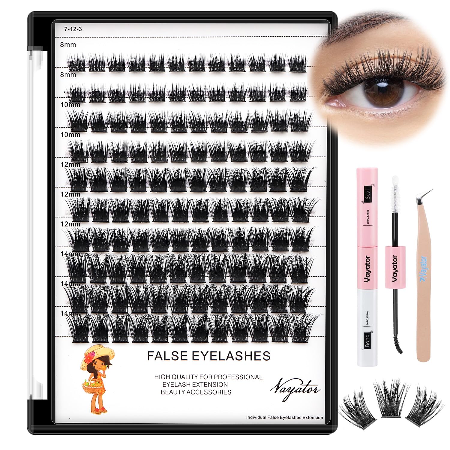 Foto 7 | Kit De Extensión De Pestañas Vayator, Tamaño Mixto, 8-14 Mm, Con Aplicador - Venta Internacional.
