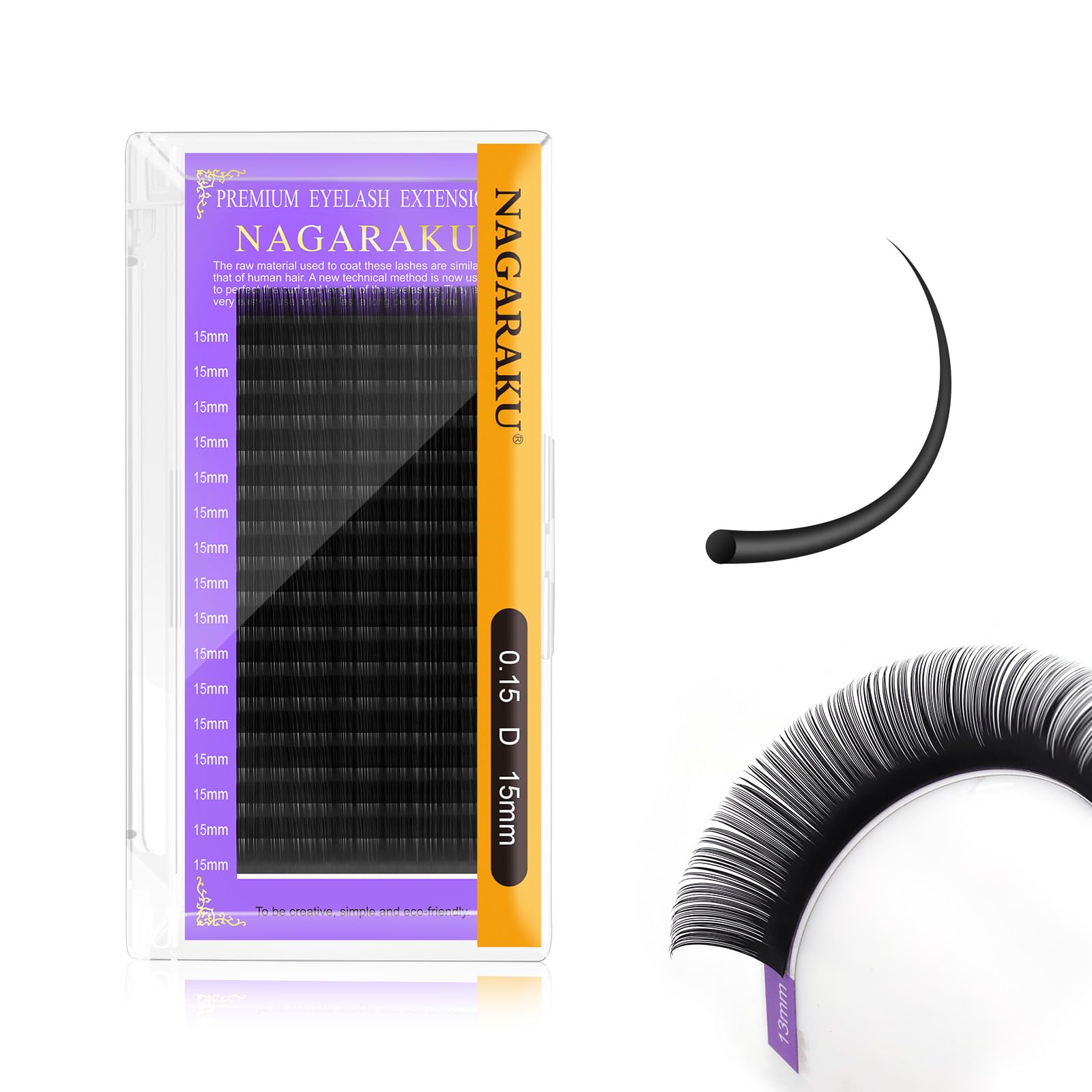 Foto 1 | Extensiones De Pestañas Individuales Nagaraku De 0,15 Mm De Profundidad 15 Mm - Venta Internacional.