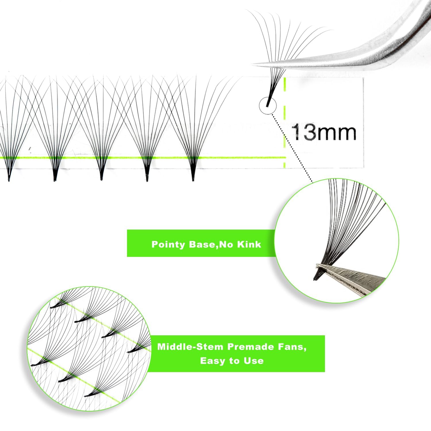 Foto 6 pulgar | Ventiladores De Pestañas Prefabricados, 10 D, 14 Mm, Rizados En C, 500 Unidades, Extensiones De Pest - Venta Interna