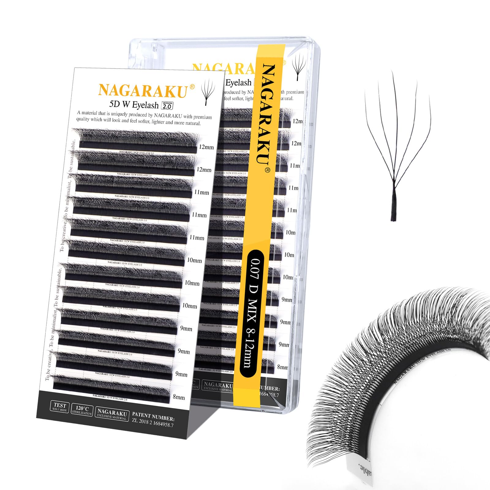 Extensión De Pestañas Nagaraku 5d En Forma De W, Versión 2.0, 0.07 Mm D Curl - Venta Internacional.