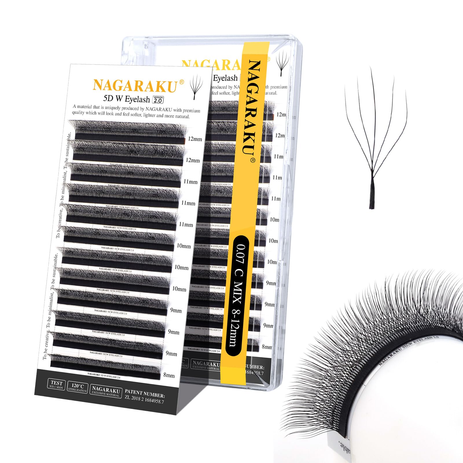 Extensión De Pestañas Nagaraku 5d En Forma De W, Versión 2.0, 0.07 Mm C Curl - Venta Internacional.