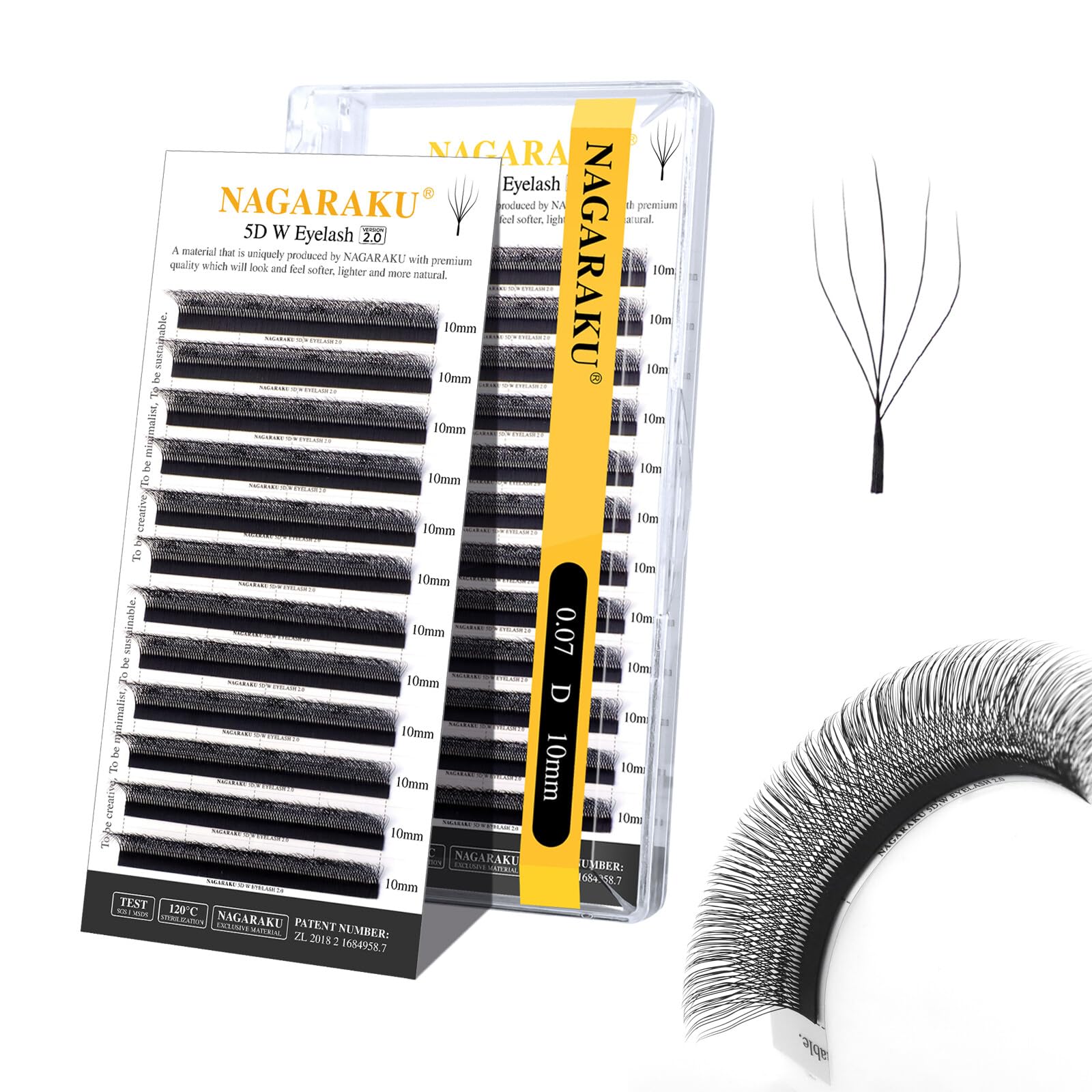 Extensión De Pestañas Nagaraku 5d En Forma De W, Versión 2.0, 0,07 Mm De Profundidad 10 Mm - Venta Internacional.