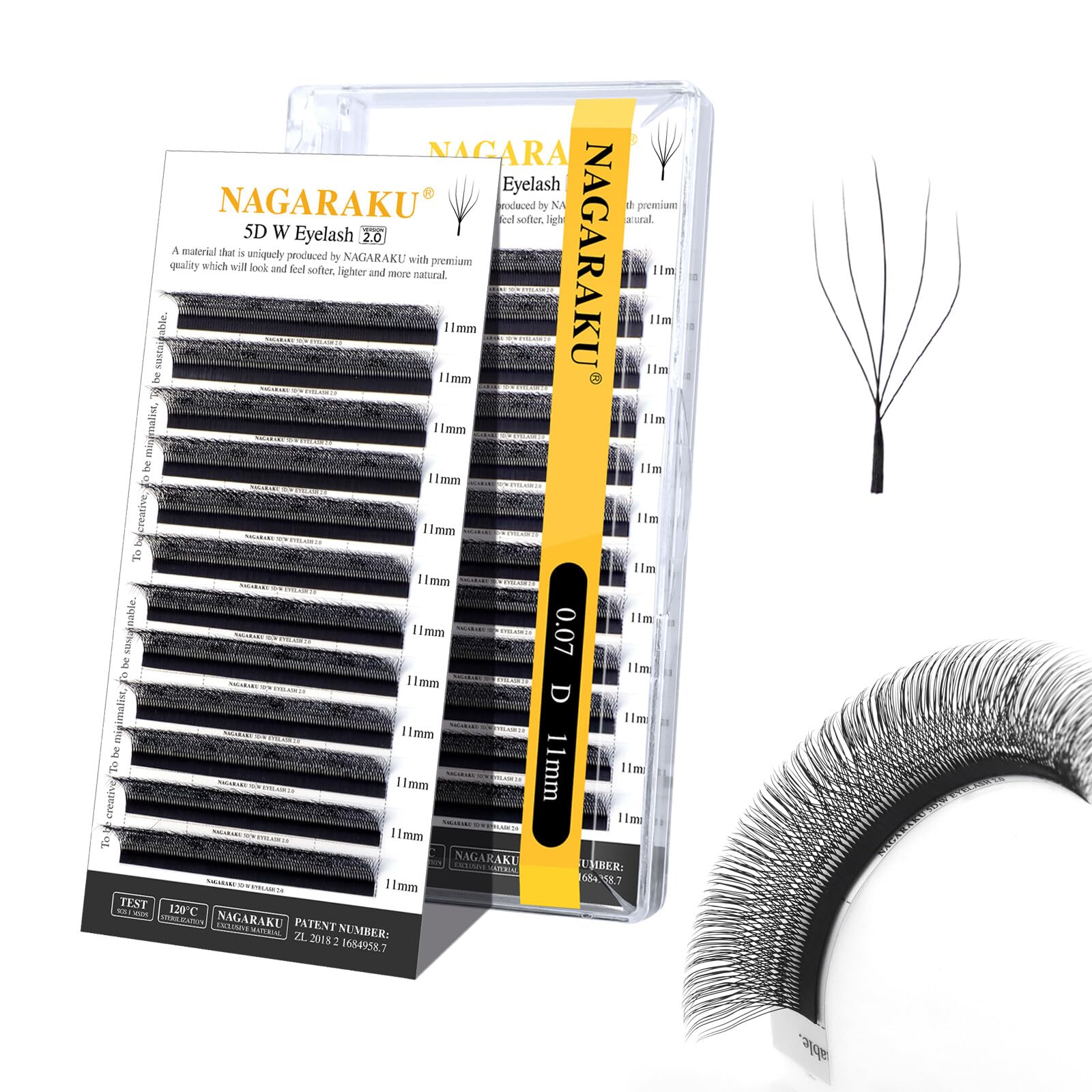 Foto 1 | Extensión De Pestañas Nagaraku 5d En Forma De W, Versión 2.0, 0,07 Mm De Profundidad 11 Mm - Venta Internacional.