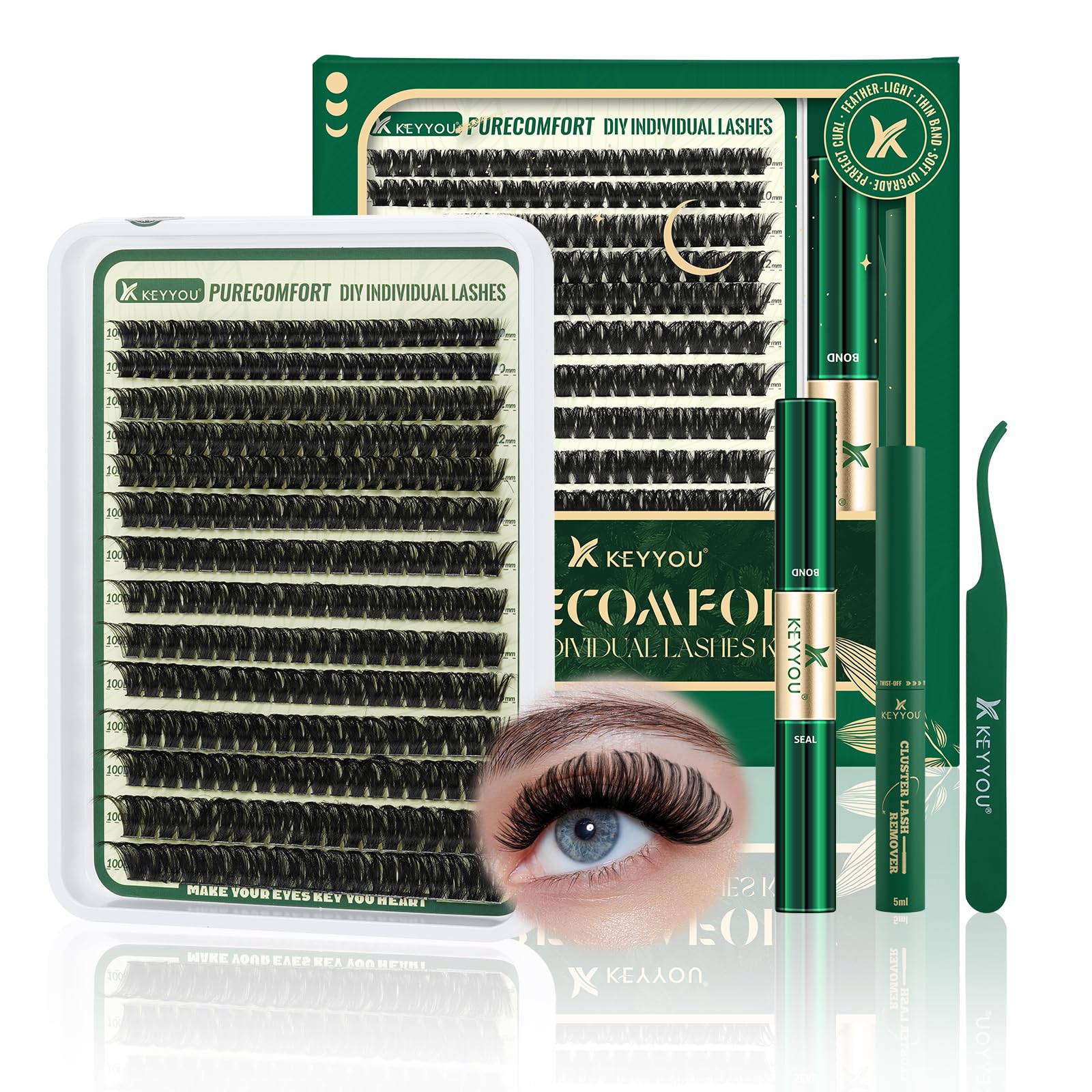Kit De Extensión De Pestañas Keyyou, 280 Unidades, Soft Clusters 100d Curl - Venta Internacional.