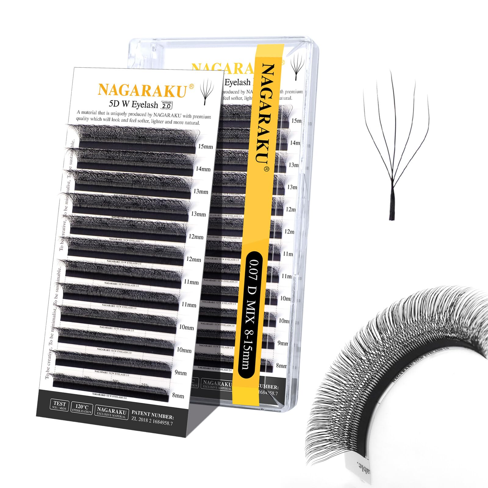 Extensión De Pestañas Nagaraku 5d En Forma De W, Versión 2.0, 0.07 Mm D Curl - Venta Internacional.