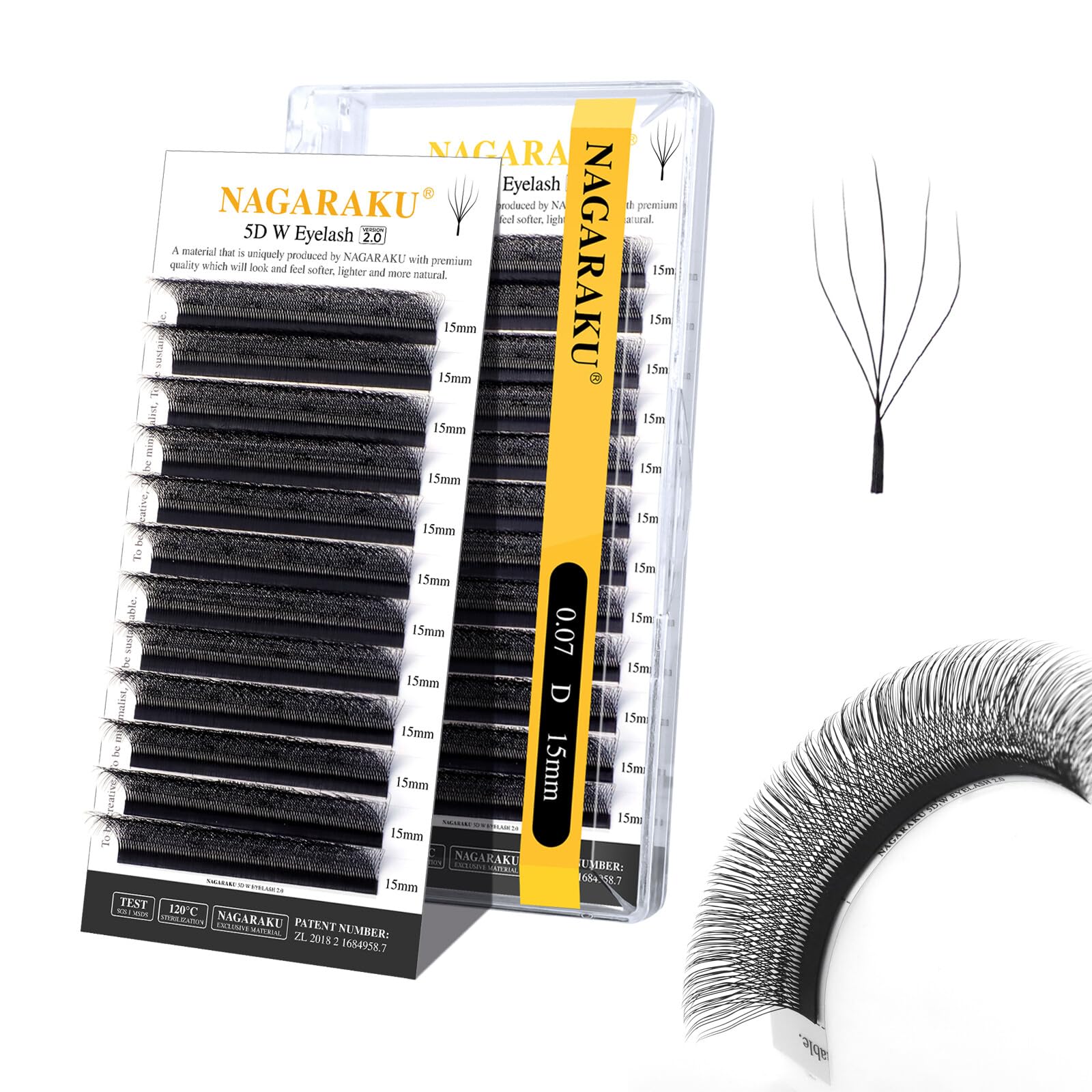 Extensión De Pestañas Nagaraku 5d En Forma De W, Versión 2.0, 0,07 Mm De Profundidad 15 Mm - Venta Internacional.