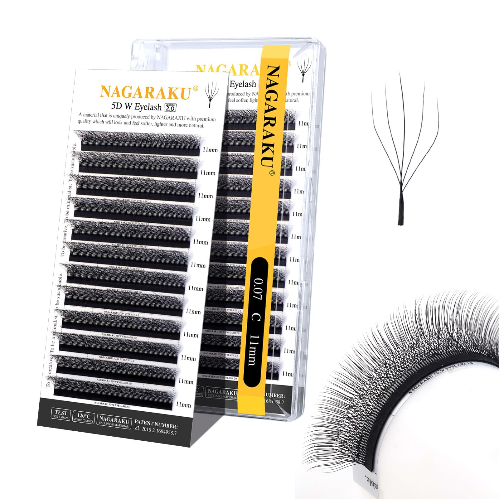 Extensión De Pestañas Nagaraku 5d En Forma De W, Versión 2.0, 0.07 Mm C 11 Mm - Venta Internacional.