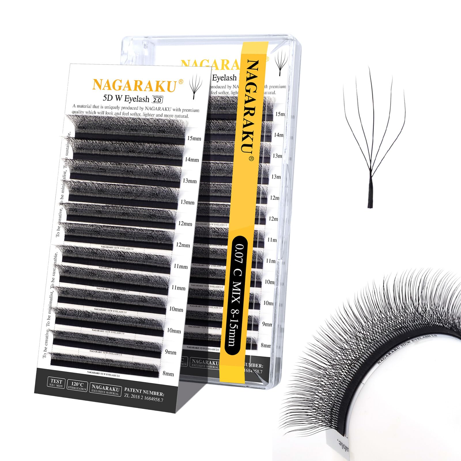 Extensión De Pestañas Nagaraku 5d En Forma De W, Versión 2.0, 0.07 Mm C Curl - Venta Internacional.