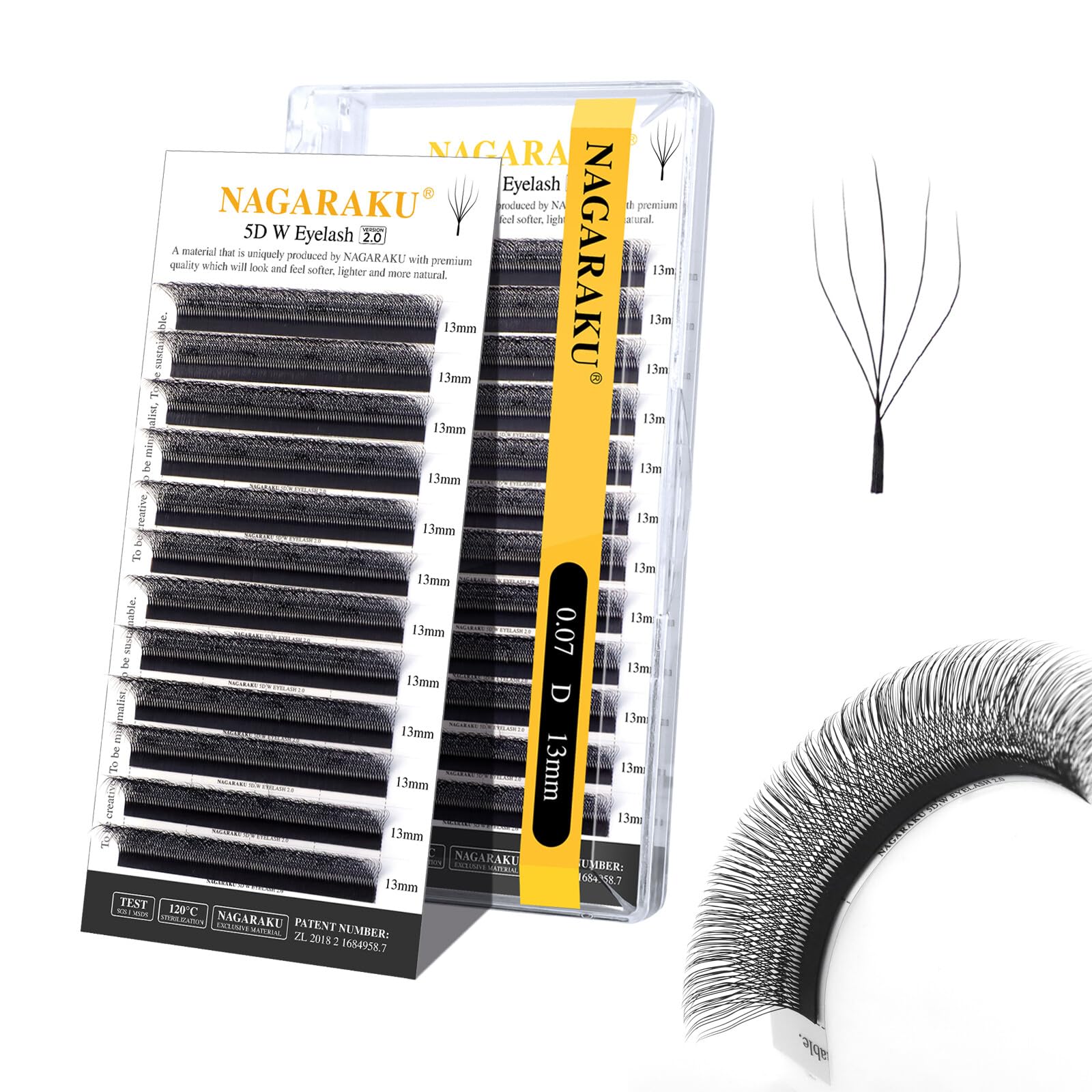 Extensión De Pestañas Nagaraku 5d En Forma De W, Versión 2.0, 0,07 Mm De Profundidad 13 Mm - Venta Internacional.
