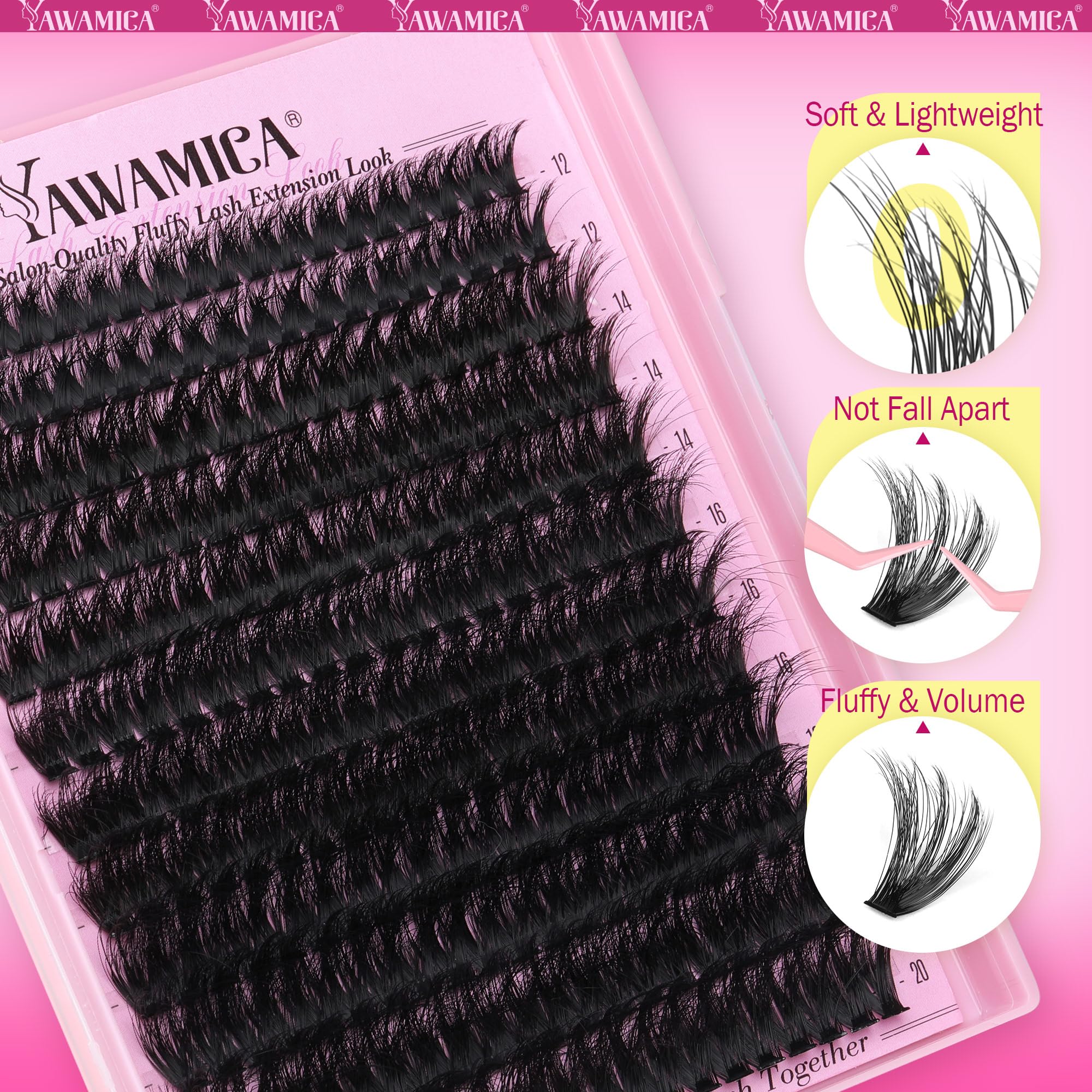 Foto 3 | Kit De Extensión De Pestañas Yawamica Fluffy Lash Clusters 12-20 Mm - Venta Internacional.
