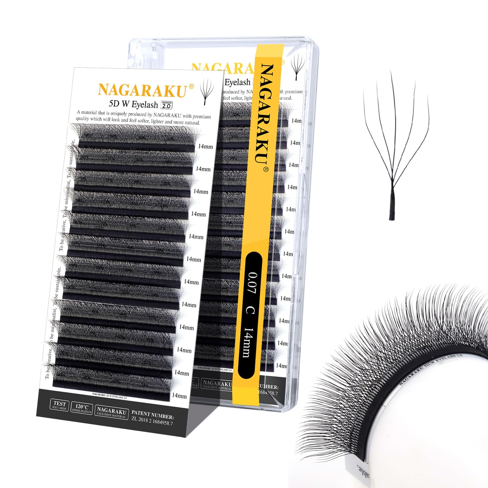 Foto 1 | Extensión De Pestañas Nagaraku 5d En Forma De W, Versión 2.0, 0.07 Mm C 14 Mm - Venta Internacional.