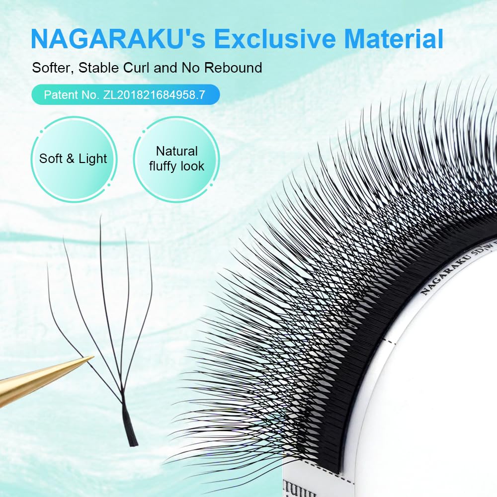 Foto 4 | Extensión De Pestañas Nagaraku 5d En Forma De W, Versión 2.0, 0.07 Mm C 14 Mm - Venta Internacional.