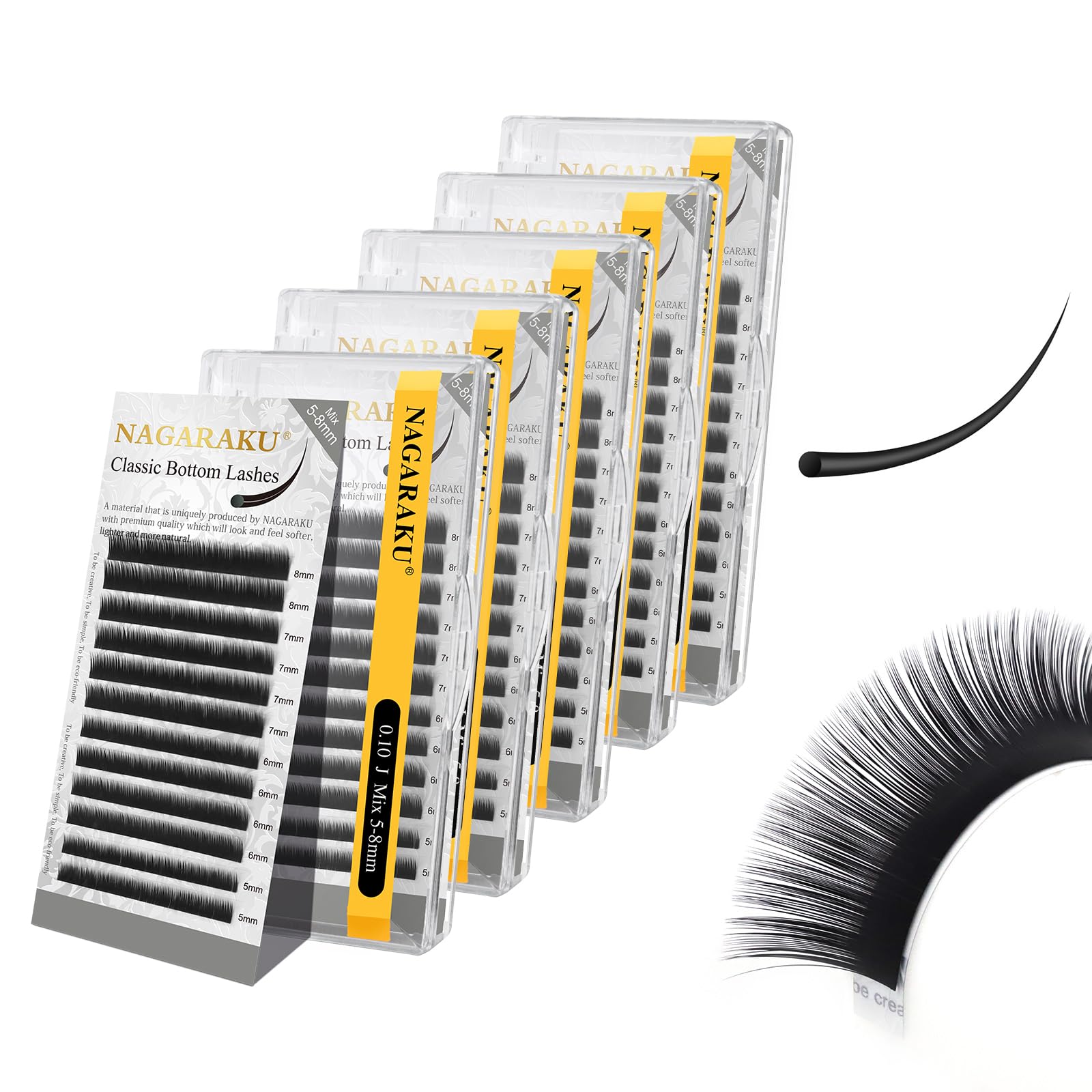 Extensiones De Pestañas Nagaraku Bottom Classic Individual, 5 Bandejas - Venta Internacional.