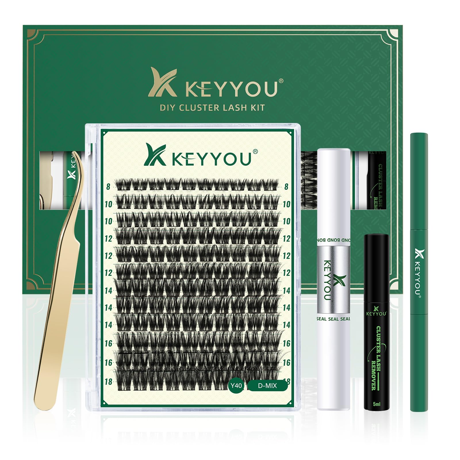 Foto 2 pulgar | Kit De Extensión De Pestañas Keyyou, 144 Unidades, Racimos Con Herramientas, Kit Y40 - Venta Internacional.