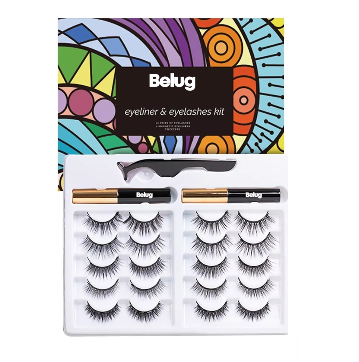 Kit De Pestañas Magnéticas 3d Impermeables 10 Pares Belug Negro