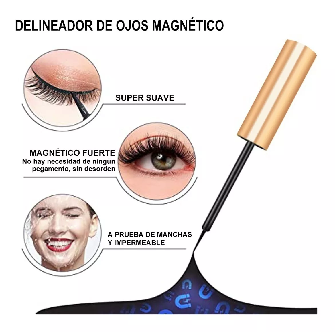 Foto 4 pulgar | Kit De Pestañas Magnéticas 3d Impermeables 10 Pares Belug Negro