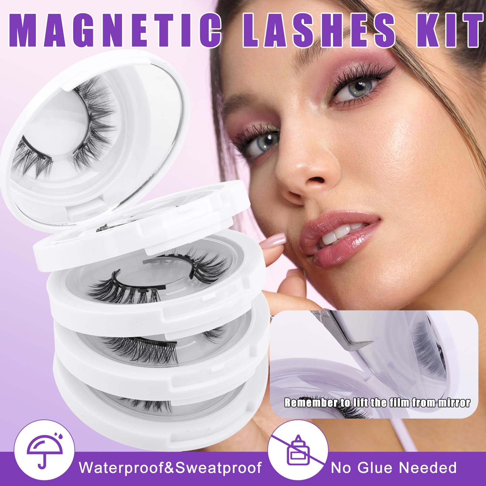 Foto 3 pulgar | Pestañas Magnéticas Wendy Lashes Cx0125 Y1+y3 De Aspecto Natural, 4 Pares - Venta Internacional.