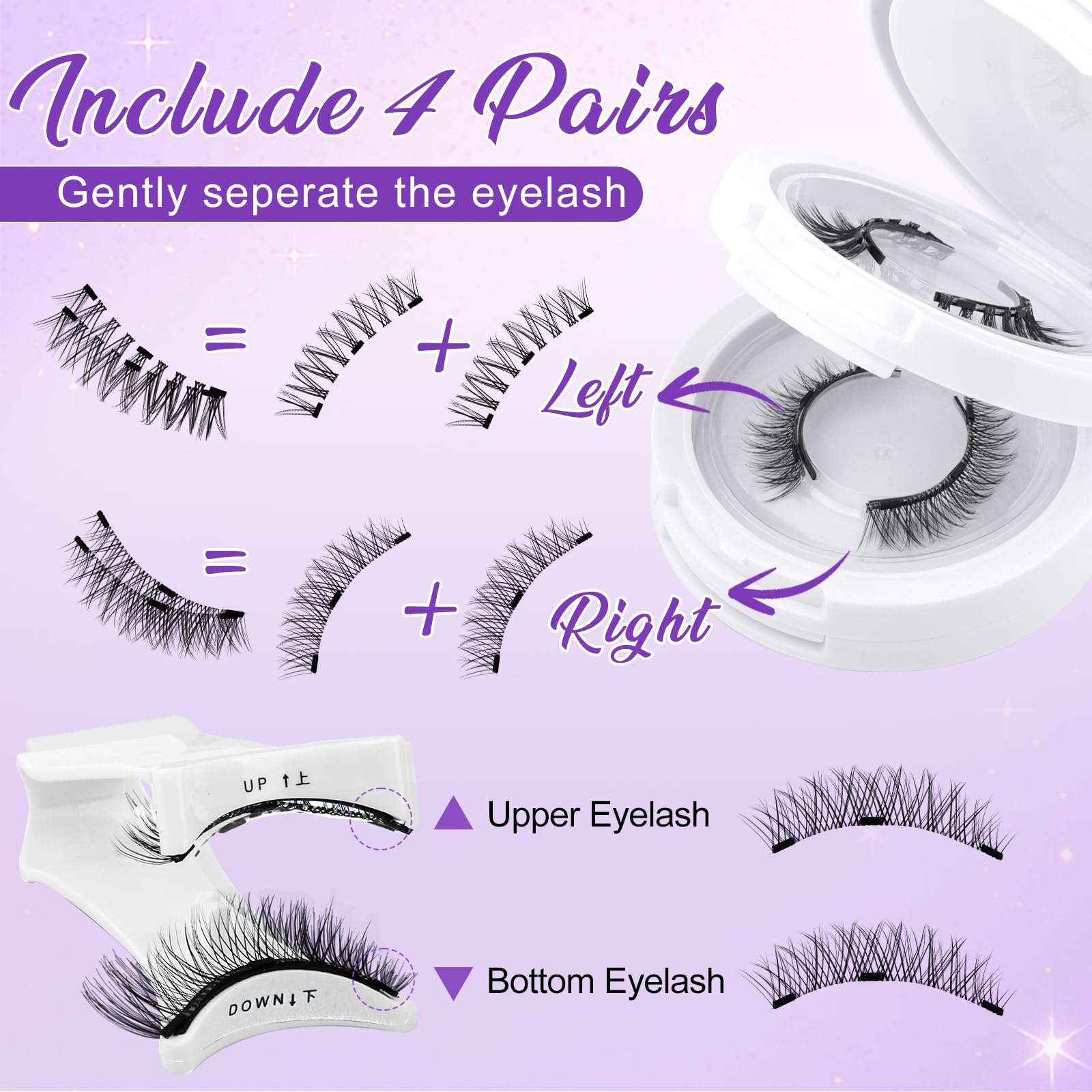 Foto 4 pulgar | Pestañas Magnéticas Wendy Lashes Cx0125 Y1+y3 De Aspecto Natural, 4 Pares - Venta Internacional.