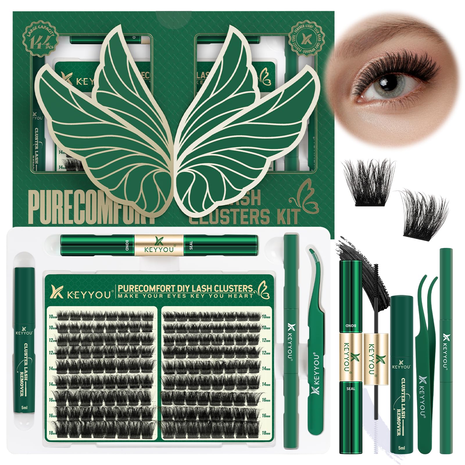 Foto 1 | Kit De Extensión De Pestañas Keyyou, 144 Unidades, Pestañas Gruesas Y Supersuaves - Venta Internacional.