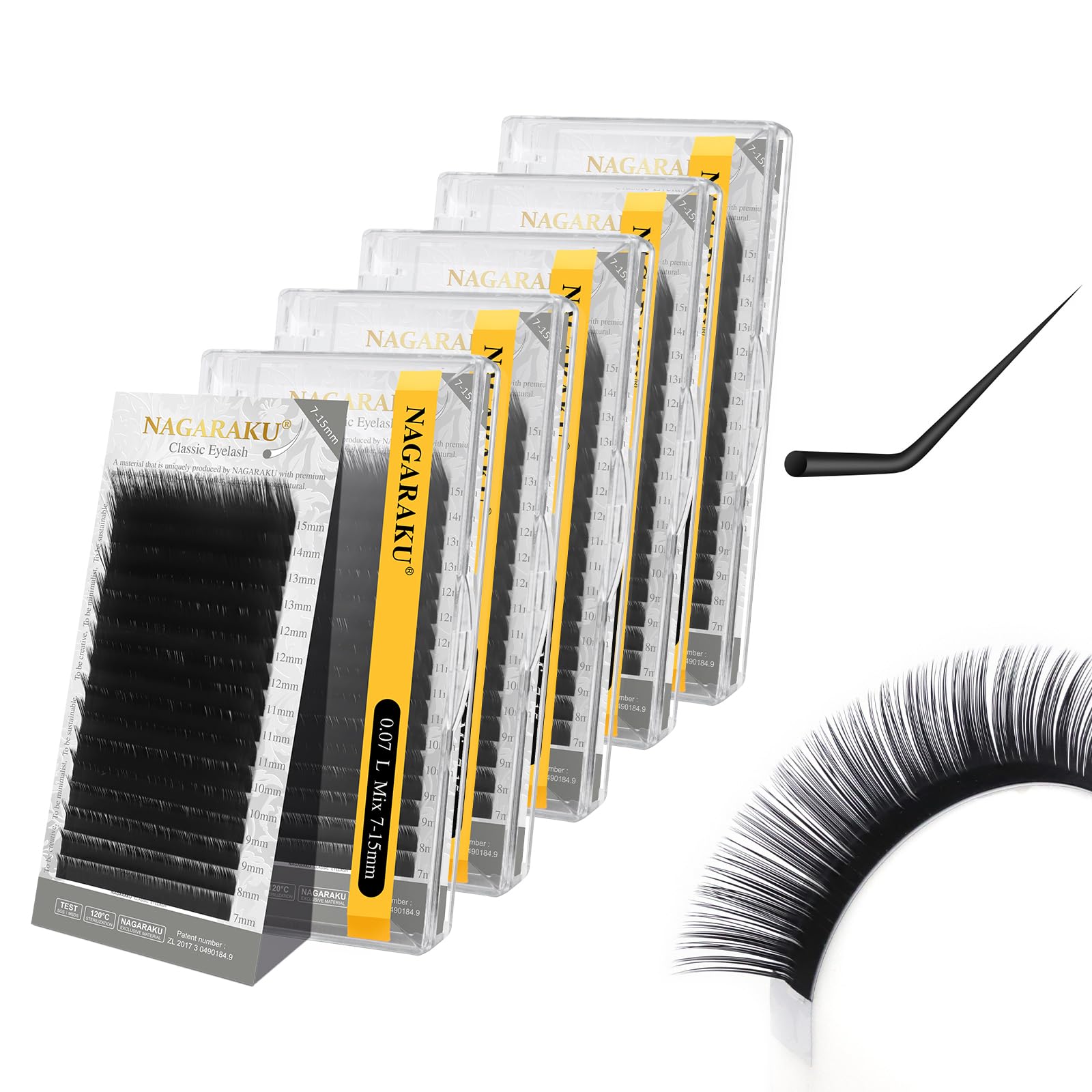 Extensiones De Pestañas Nagaraku, Pestañas Individuales De 7 A 15 Mm, 0,07 Mm - Venta Internacional.