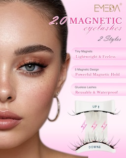 Foto 2 | Kit De Pestañas Magnéticas Emeda Natural Look Con Aplicador, 2 Pares - Venta Internacional.