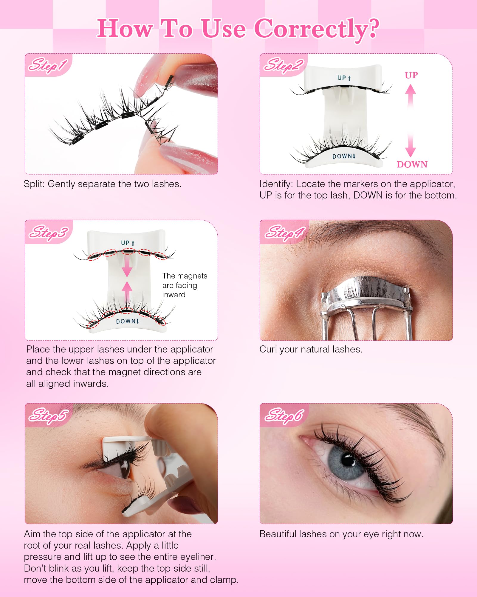 Foto 7 pulgar | Kit De Pestañas Magnéticas Emeda Natural Look Con Aplicador, 2 Pares - Venta Internacional.