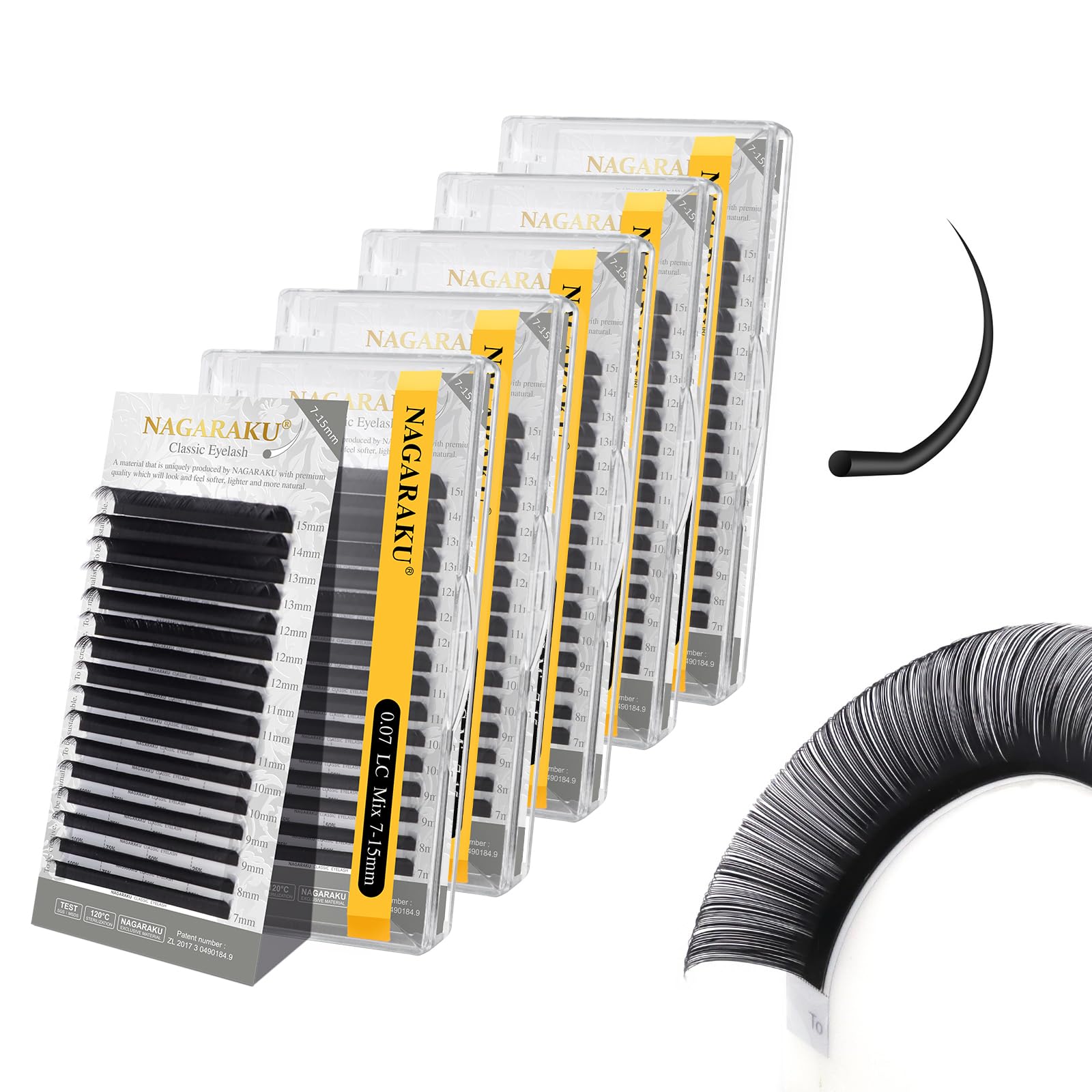 Extensiones De Pestañas Nagaraku, 5 Bandejas Individuales, De 7 A 15 Cm - Venta Internacional.