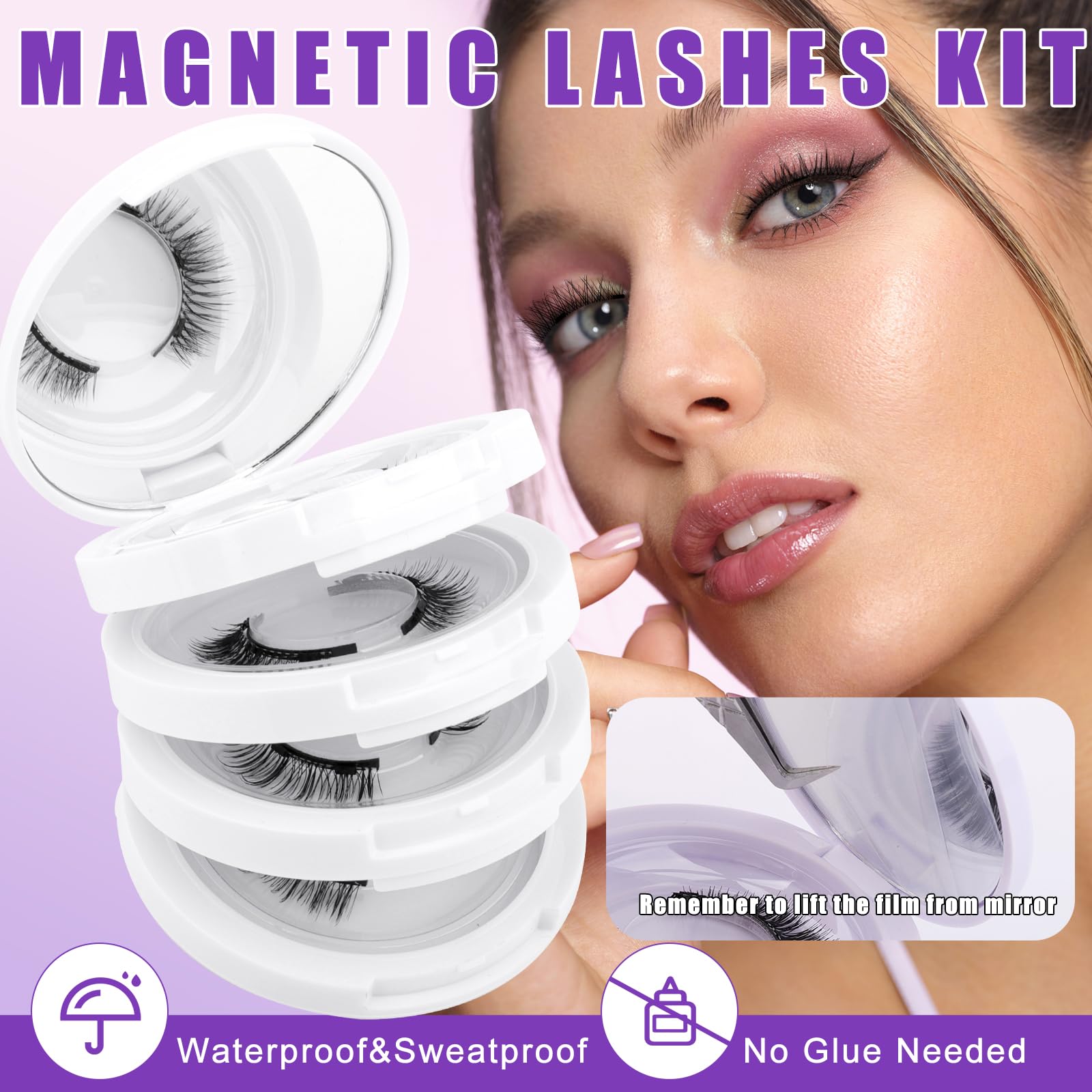 Foto 2 | Pestañas Magnéticas Wendy Lashes Cx0220 De Aspecto Natural, 4 Pares - Venta Internacional.