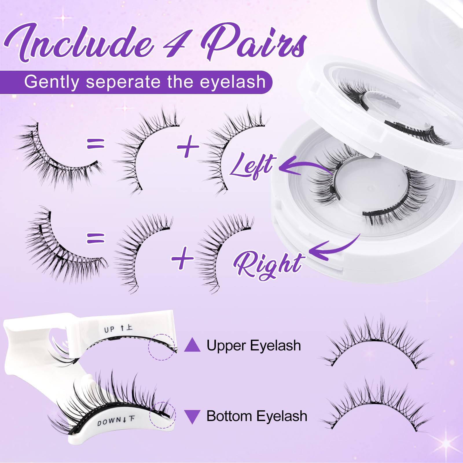 Foto 4 pulgar | Pestañas Magnéticas Wendy Lashes Cx0220 De Aspecto Natural, 4 Pares - Venta Internacional.