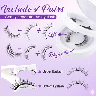 Foto 3 | Pestañas Magnéticas Wendy Lashes Cx0220 De Aspecto Natural, 4 Pares - Venta Internacional.