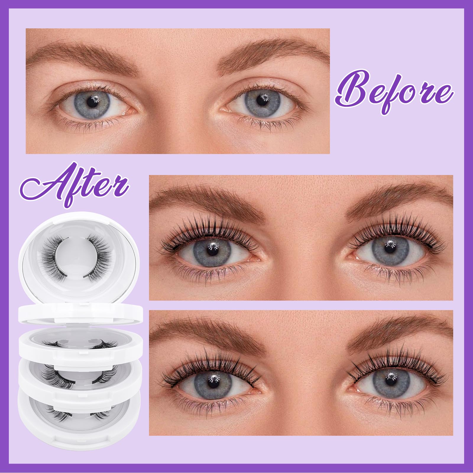 Foto 4 | Pestañas Magnéticas Wendy Lashes Cx0220 De Aspecto Natural, 4 Pares - Venta Internacional.